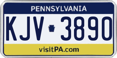 PA license plate KJV3890