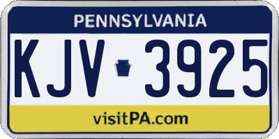PA license plate KJV3925