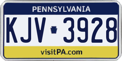 PA license plate KJV3928
