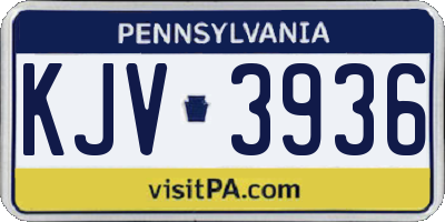 PA license plate KJV3936