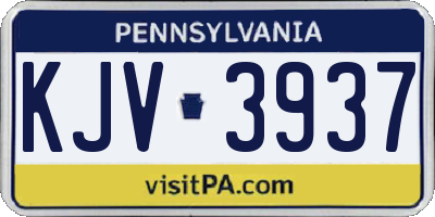 PA license plate KJV3937