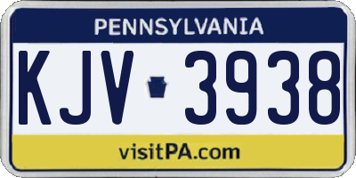 PA license plate KJV3938