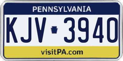 PA license plate KJV3940
