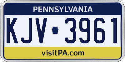 PA license plate KJV3961