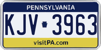 PA license plate KJV3963