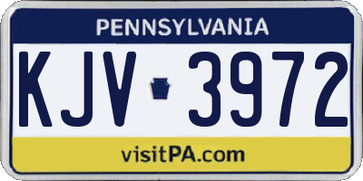 PA license plate KJV3972