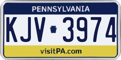PA license plate KJV3974