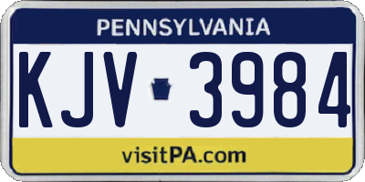 PA license plate KJV3984