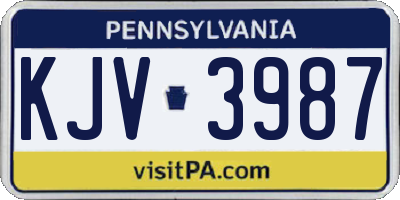PA license plate KJV3987