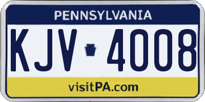 PA license plate KJV4008