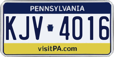 PA license plate KJV4016