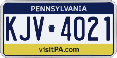 PA license plate KJV4021