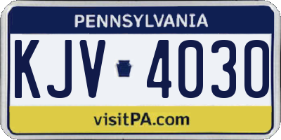 PA license plate KJV4030