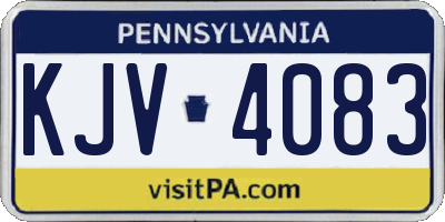 PA license plate KJV4083