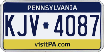 PA license plate KJV4087