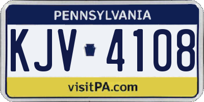 PA license plate KJV4108