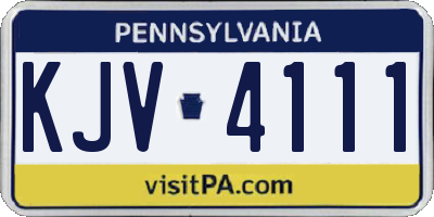 PA license plate KJV4111