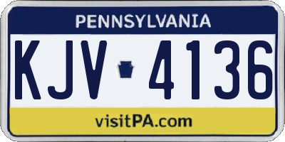 PA license plate KJV4136