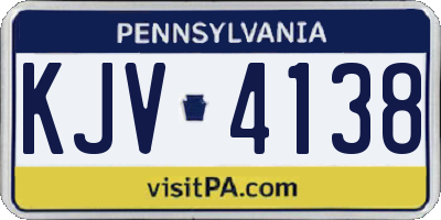 PA license plate KJV4138