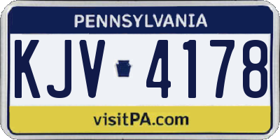 PA license plate KJV4178