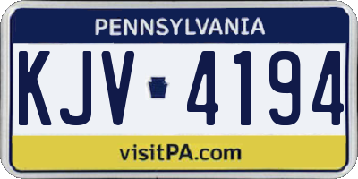 PA license plate KJV4194