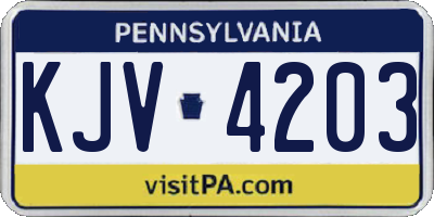 PA license plate KJV4203