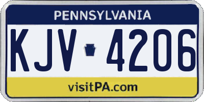 PA license plate KJV4206