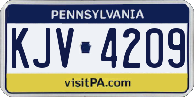 PA license plate KJV4209