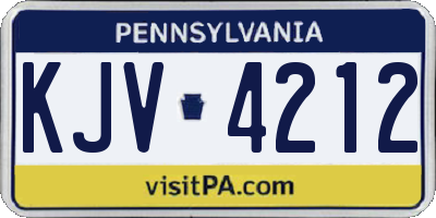 PA license plate KJV4212