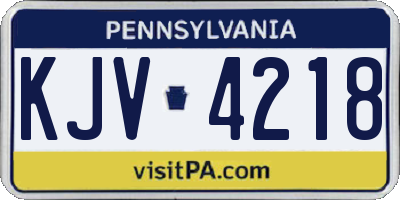 PA license plate KJV4218