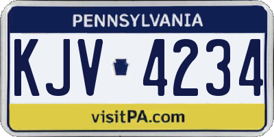 PA license plate KJV4234