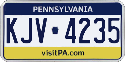 PA license plate KJV4235