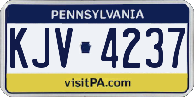 PA license plate KJV4237