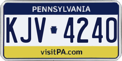PA license plate KJV4240