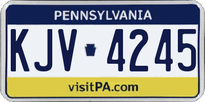 PA license plate KJV4245