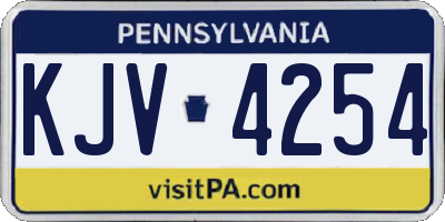 PA license plate KJV4254