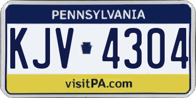 PA license plate KJV4304