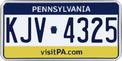 PA license plate KJV4325