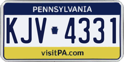 PA license plate KJV4331
