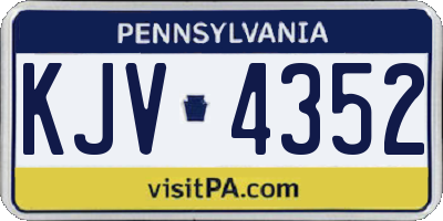 PA license plate KJV4352