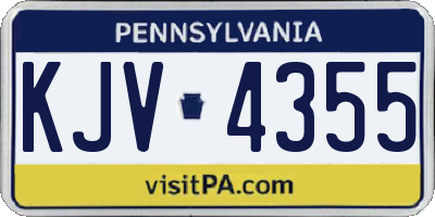 PA license plate KJV4355