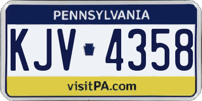 PA license plate KJV4358