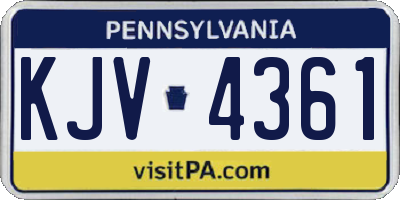 PA license plate KJV4361