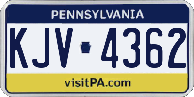 PA license plate KJV4362