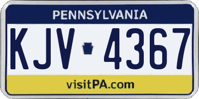 PA license plate KJV4367