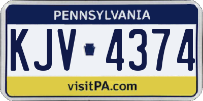 PA license plate KJV4374