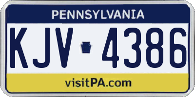 PA license plate KJV4386