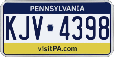 PA license plate KJV4398