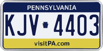 PA license plate KJV4403