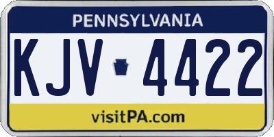 PA license plate KJV4422